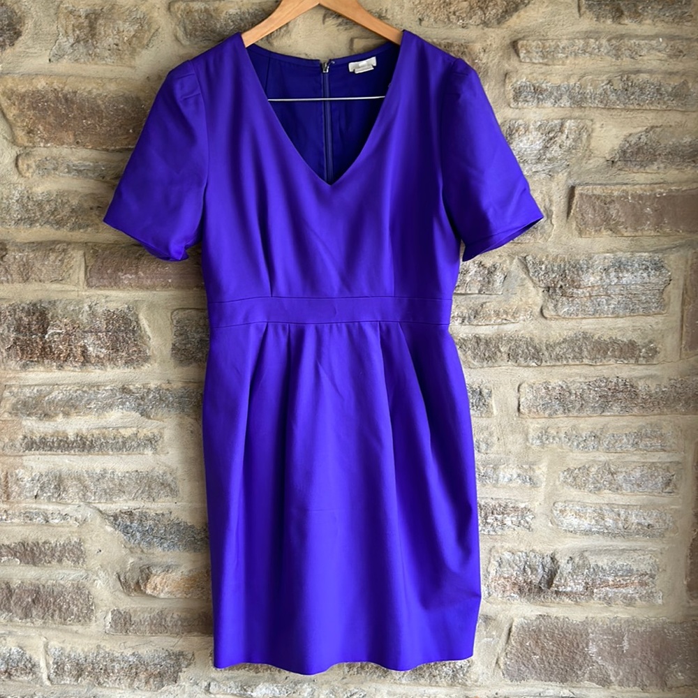 GUC J Crew petite 120s purple suiting dress